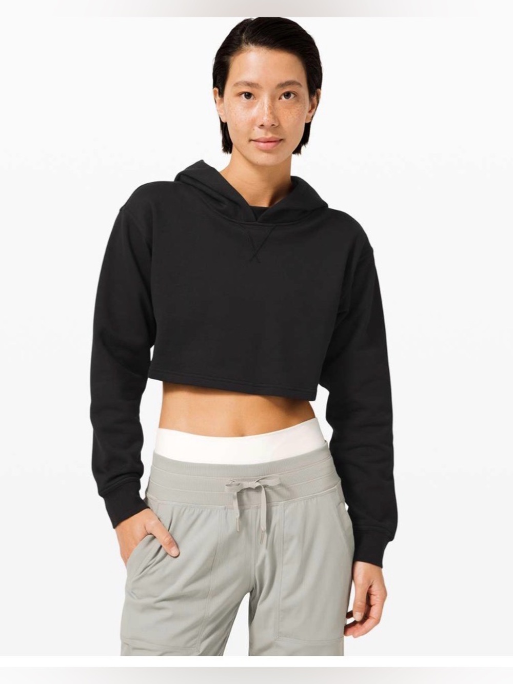 Lululemon All Yours Cropped Hoodie Black , size 6